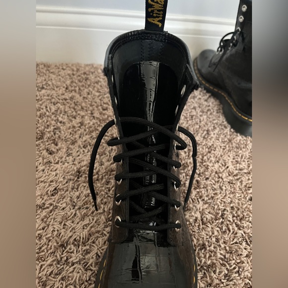 Doc Martens 1460 Black Patent Croc Boots - Picture 5 of 6